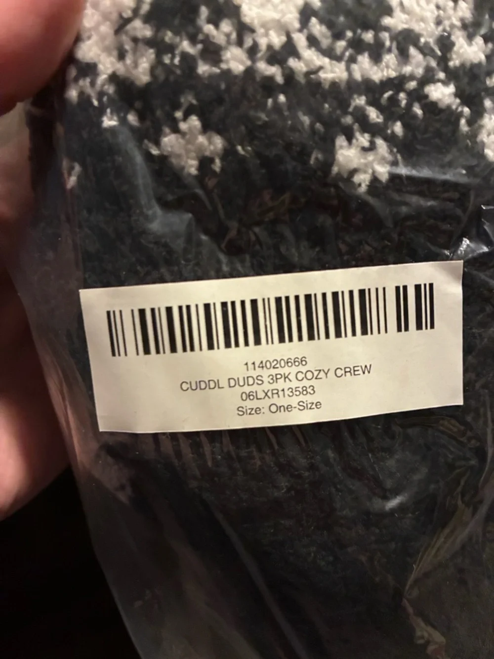Cuddl Duds Black & Cream Fair Isle Plush Crew Socks, 3pack, new in bag